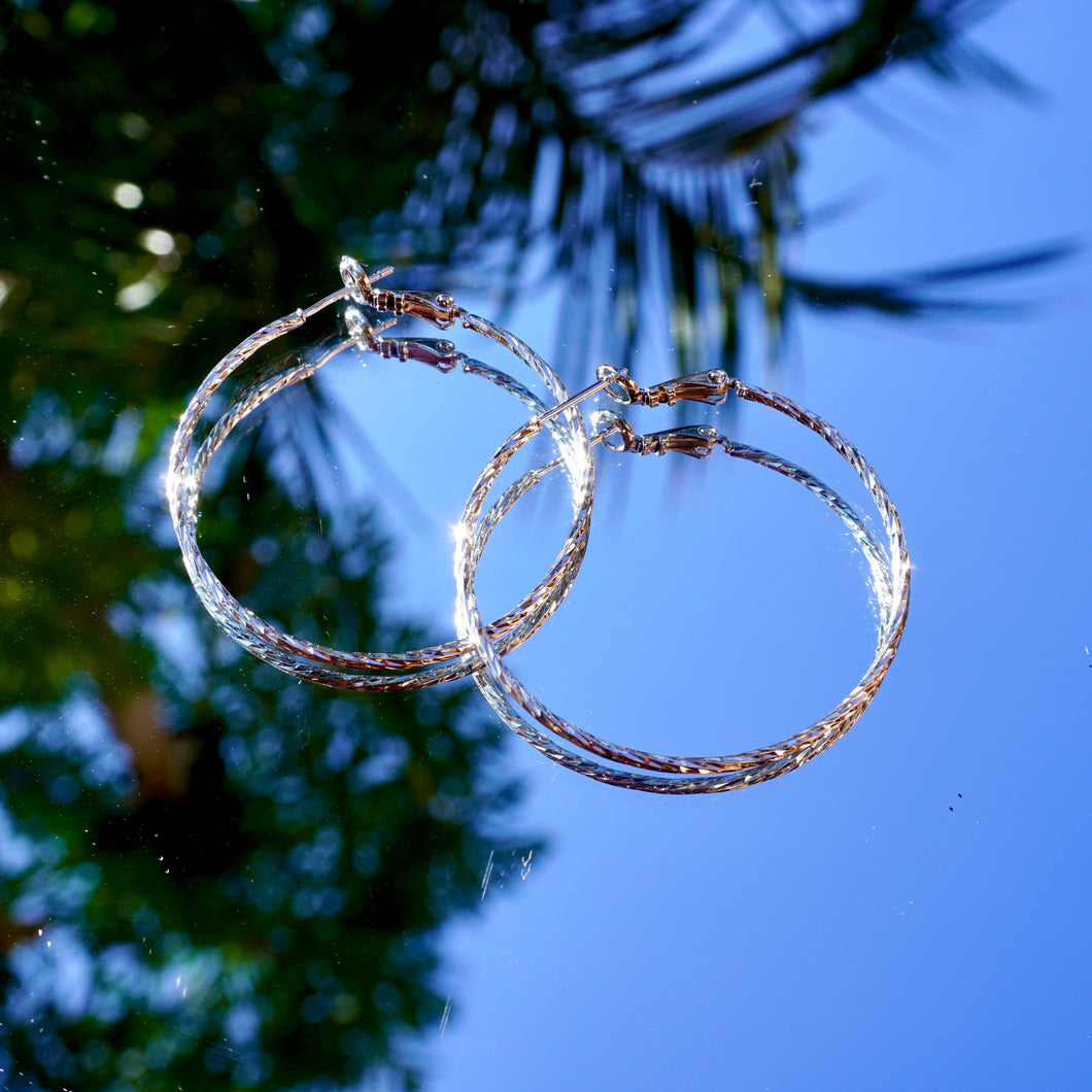 Signature 24k White Gold Dipped Hoops